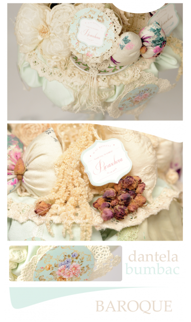 Lumanare de botez pentru fetite cu dantela vintage, 65x4 cm, Baroque 1